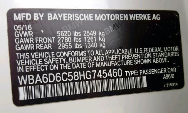 Photo 9 VIN: WBA6D6C58HG745460 - BMW 650 