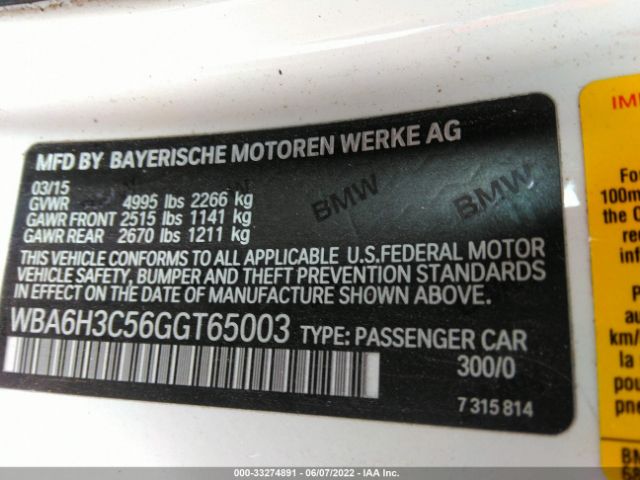 Photo 8 VIN: WBA6H3C56GGT65003 - BMW 6 SERIES 