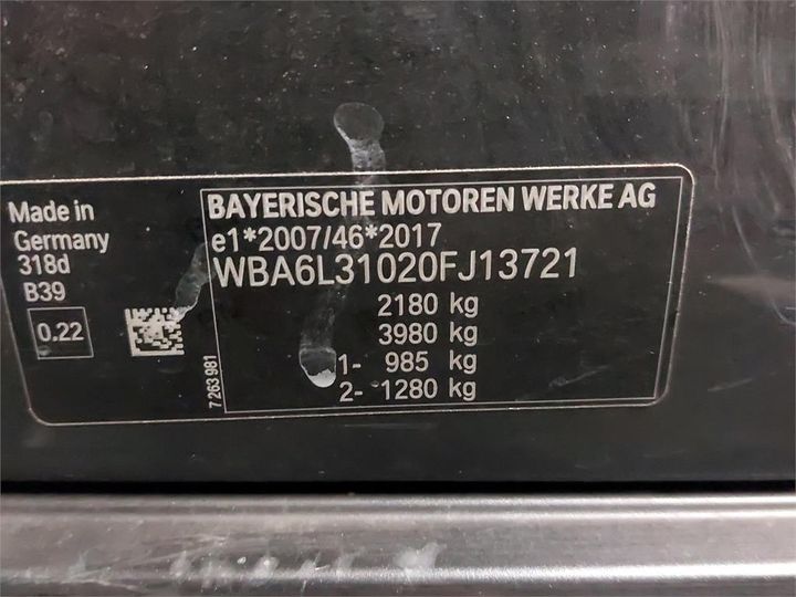 Photo 12 VIN: WBA6L31020FJ13721 - BMW SERIE 3 TOURING 