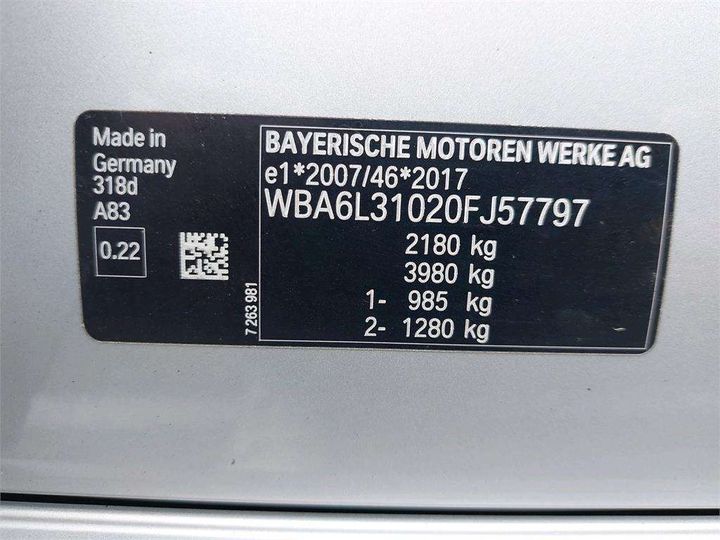 Photo 8 VIN: WBA6L31020FJ57797 - BMW SERIE 3 TOURING 