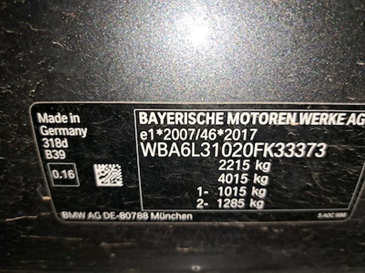 Photo 10 VIN: WBA6L31020FK33373 - BMW 3 SERIES TOURING 