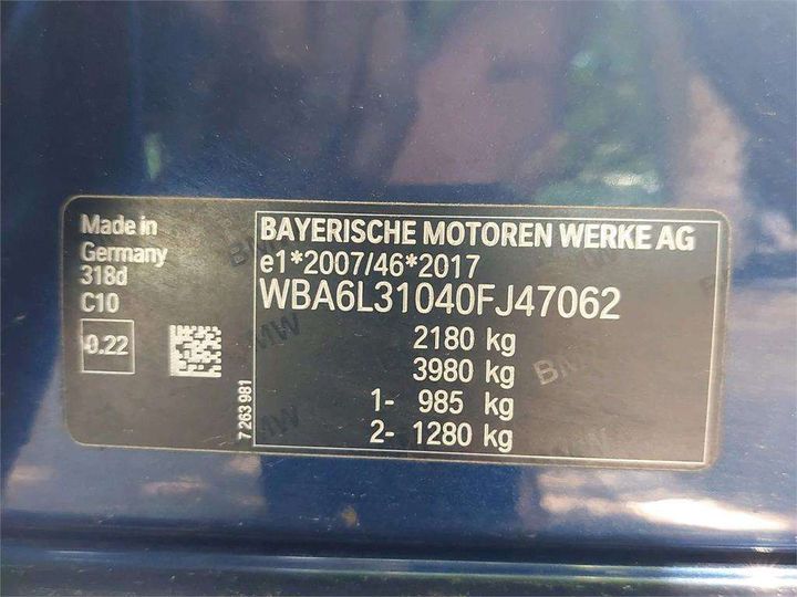 Photo 8 VIN: WBA6L31040FJ47062 - BMW SERIE 3 TOURING 