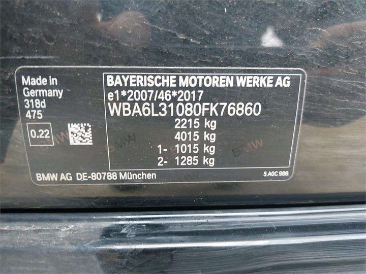 Photo 8 VIN: WBA6L31080FK76860 - BMW SERIE 3 TOURING 