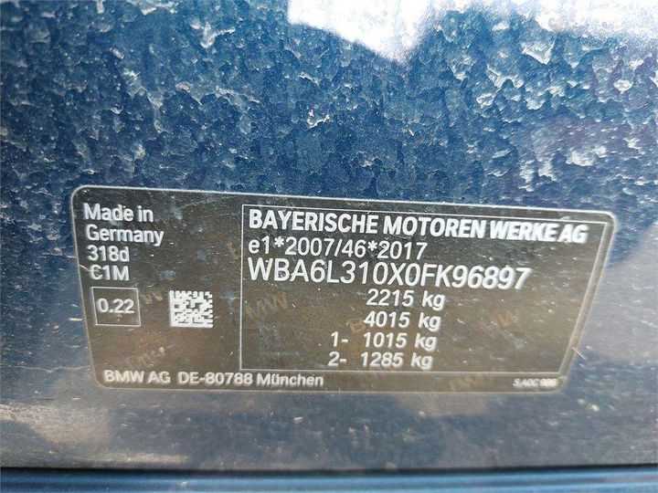 Photo 8 VIN: WBA6L310X0FK96897 - BMW SERIE 3 TOURING 