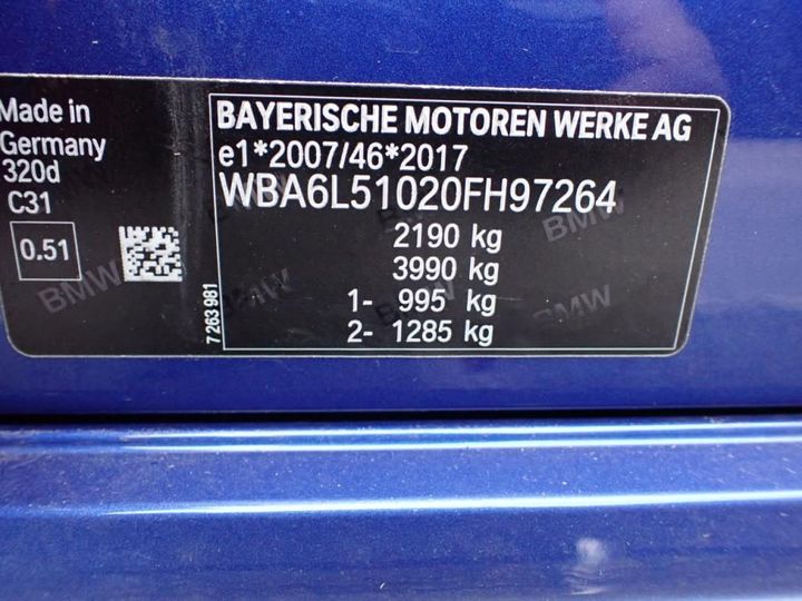 Photo 14 VIN: WBA6L51020FH97264 - BMW SERIE 3 TOURING 