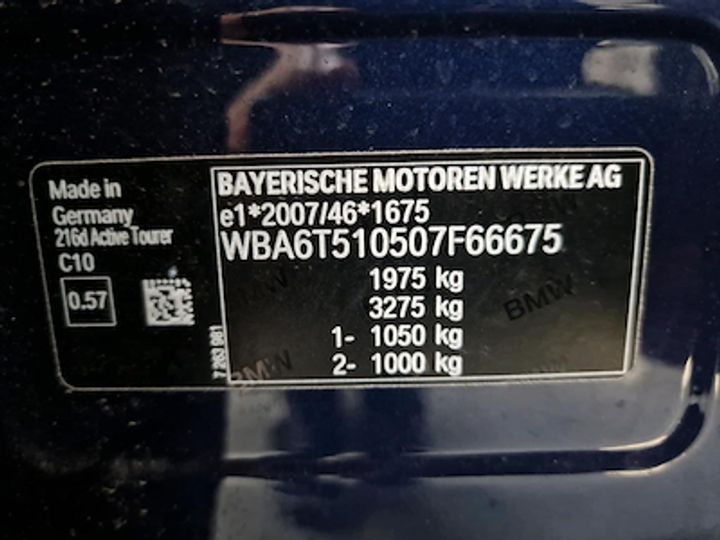 Photo 10 VIN: WBA6T510507F66675 - BMW 2 ACTIVE TOURER DIESEL - 2018 