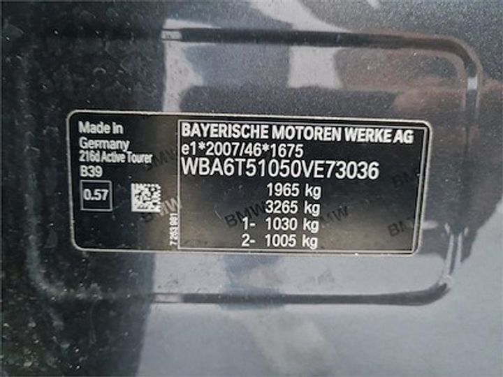 Photo 11 VIN: WBA6T51050VE73036 - BMW 2 ACTIVE TOURER DIESEL - 2018 