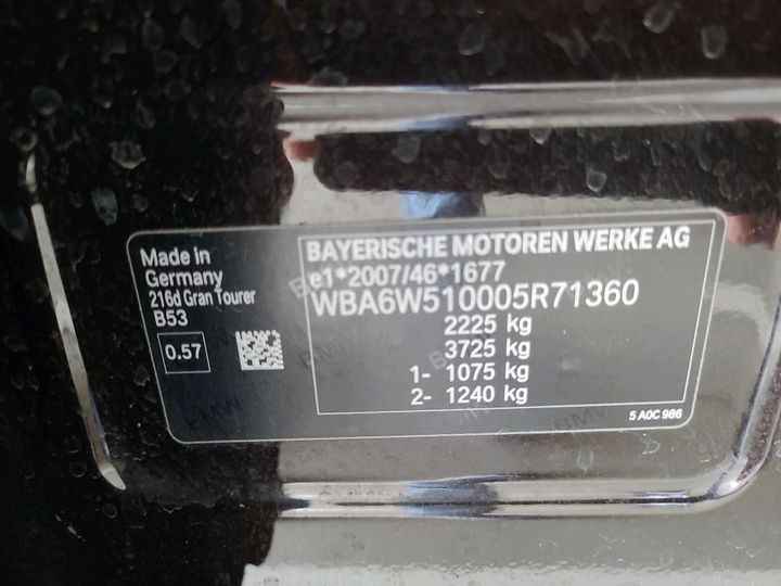 Photo 5 VIN: WBA6W510005R71360 - BMW 2 GRAN TOURER 