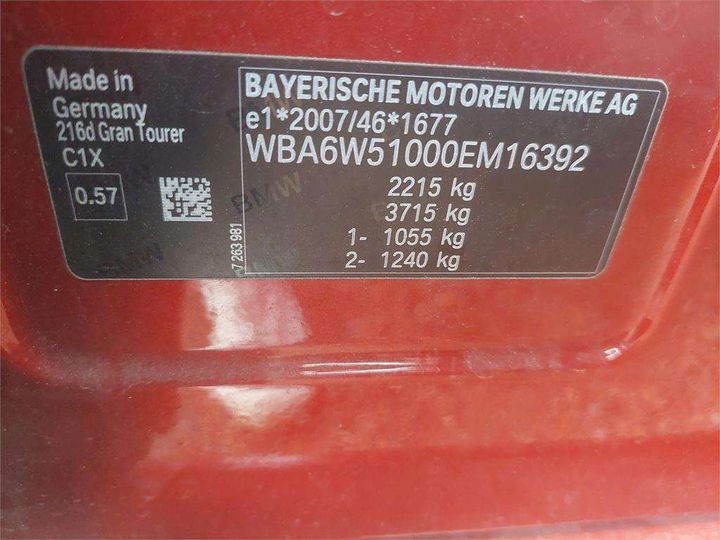 Photo 8 VIN: WBA6W51000EM16392 - BMW SERIE 2 GRAN TOURER 