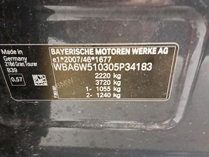 Photo 10 VIN: WBA6W510305P34183 - BMW 2 GRAN TOURER DIESEL - 2018 