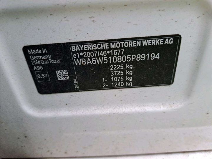 Photo 8 VIN: WBA6W510805P89194 - BMW SERIE 2 GRAN TOURER 