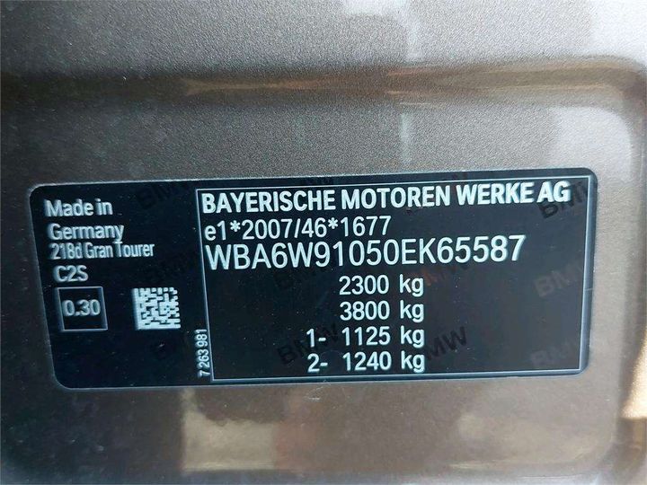 Photo 8 VIN: WBA6W91050EK65587 - BMW SERIE 2 GRAN TOURER 