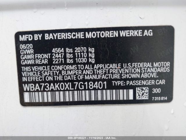 Photo 8 VIN: WBA73AK0XL7G18401 - BMW 2 SERIES 