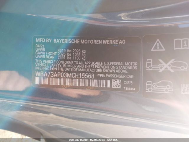 Photo 8 VIN: WBA73AP03MCH15568 - BMW 430I 