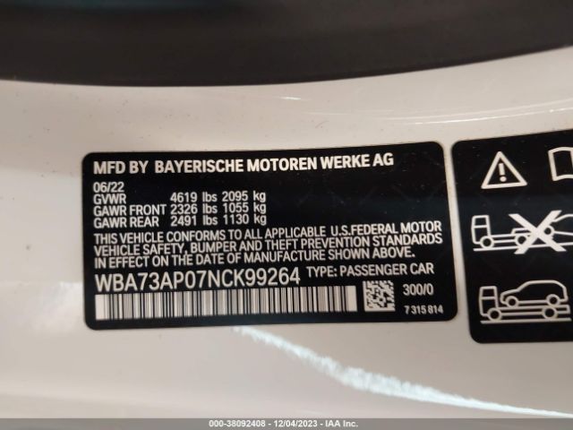 Photo 8 VIN: WBA73AP07NCK99264 - BMW 430I 