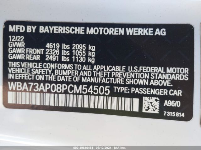 Photo 8 VIN: WBA73AP08PCM54505 - BMW 430I 