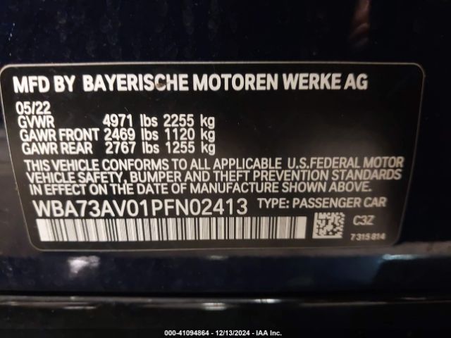 Photo 8 VIN: WBA73AV01PFN02413 - BMW 430I 