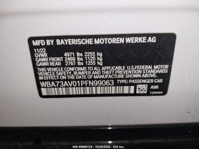 Photo 8 VIN: WBA73AV01PFN99063 - BMW 430I 