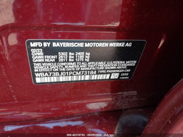 Photo 8 VIN: WBA73BJ01PCM73184 - BMW 540I 