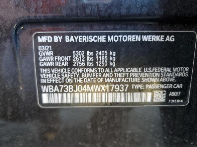 Photo 11 VIN: WBA73BJ04MWX17937 - BMW 540I 