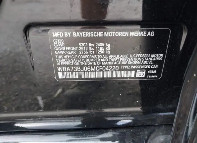 Photo 8 VIN: WBA73BJ06MCF04220 - BMW 540I 