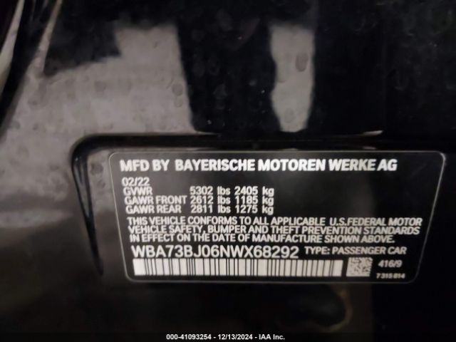 Photo 8 VIN: WBA73BJ06NWX68292 - BMW 540I 