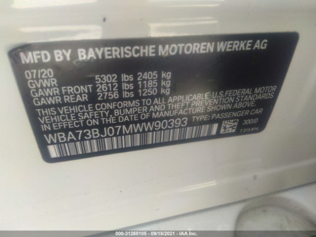 Photo 8 VIN: WBA73BJ07MWW90393 - BMW 5 