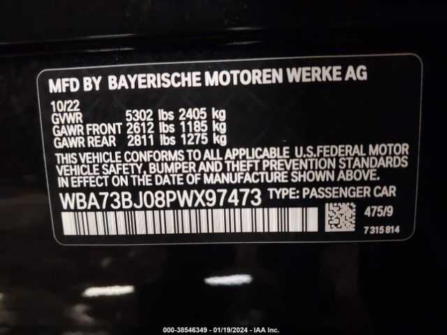 Photo 8 VIN: WBA73BJ08PWX97473 - BMW 540I 