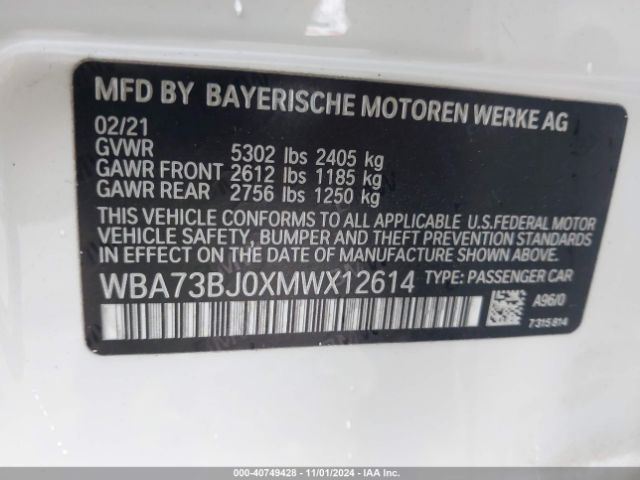 Photo 8 VIN: WBA73BJ0XMWX12614 - BMW 540I 