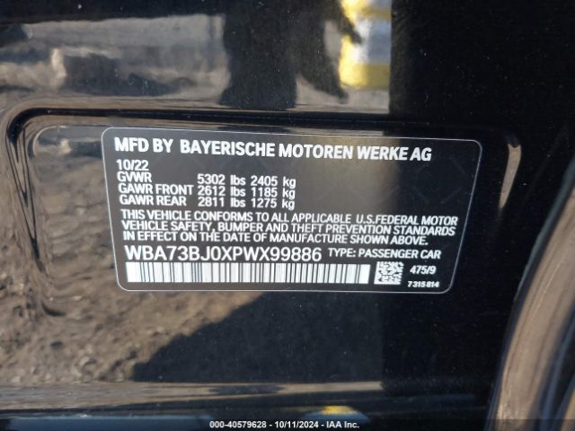 Photo 8 VIN: WBA73BJ0XPWX99886 - BMW 540I 