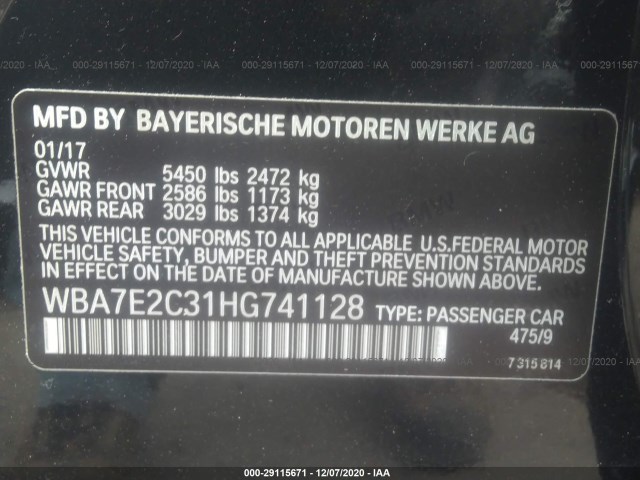 Photo 8 VIN: WBA7E2C31HG741128 - BMW 7 