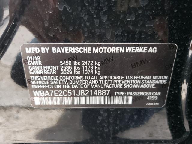 Photo 9 VIN: WBA7E2C51JB214887 - BMW 740I 