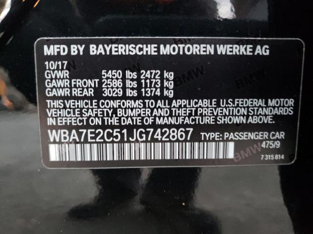 Photo 12 VIN: WBA7E2C51JG742867 - BMW 740 I 