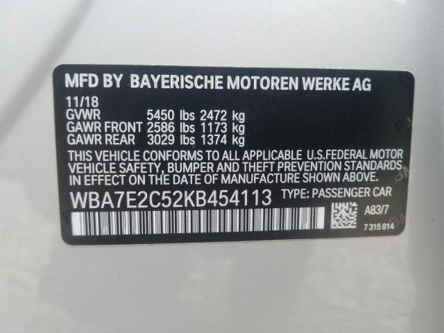 Photo 9 VIN: WBA7E2C52KB454113 - BMW 740 I 