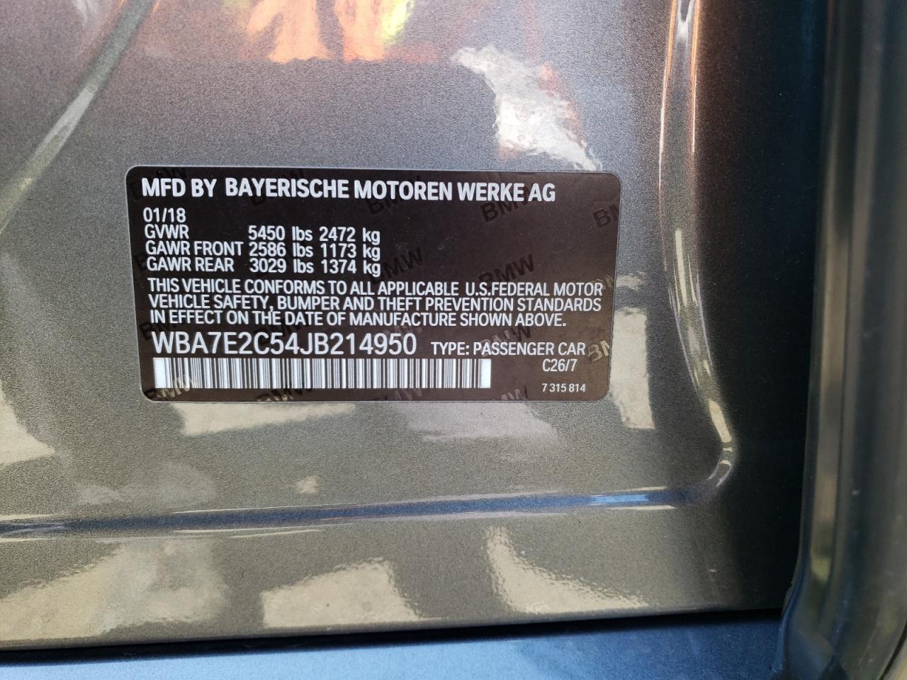 Photo 11 VIN: WBA7E2C54JB214950 - BMW 7ER 