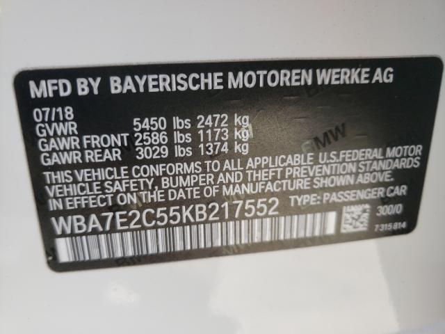 Photo 9 VIN: WBA7E2C55KB217552 - BMW 740 I 