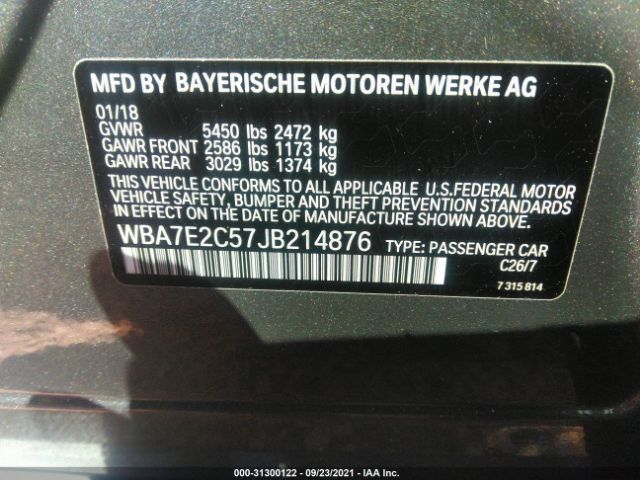 Photo 8 VIN: WBA7E2C57JB214876 - BMW 7 