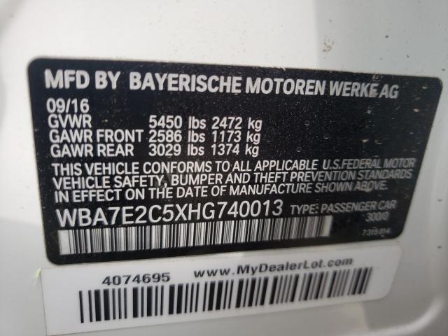 Photo 9 VIN: WBA7E2C5XHG740013 - BMW 740 I 