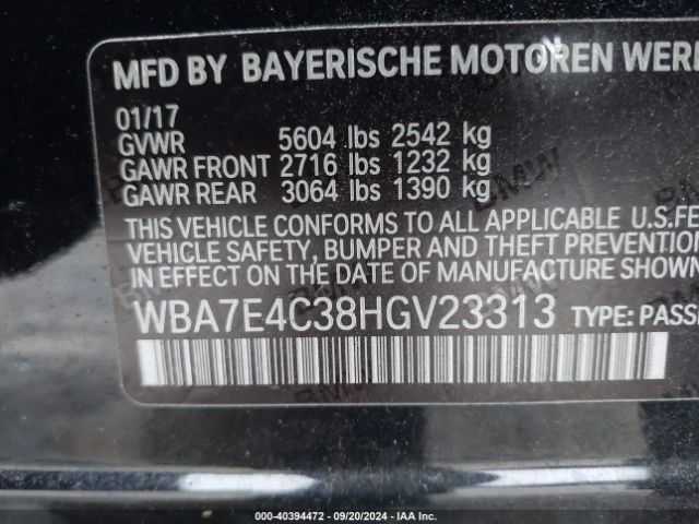 Photo 8 VIN: WBA7E4C38HGV23313 - BMW 740I 