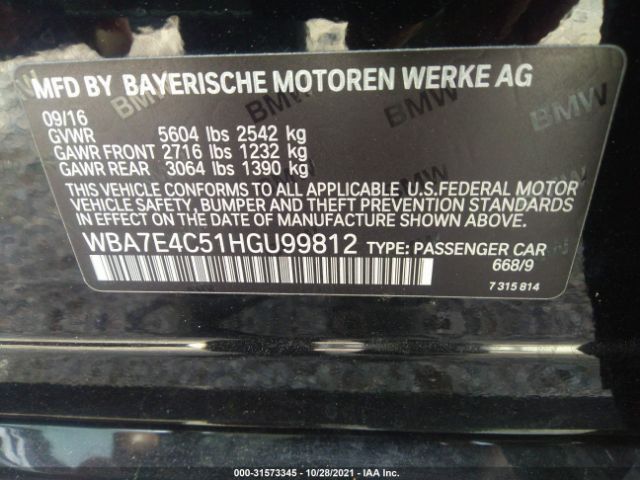 Photo 8 VIN: WBA7E4C51HGU99812 - BMW 7 