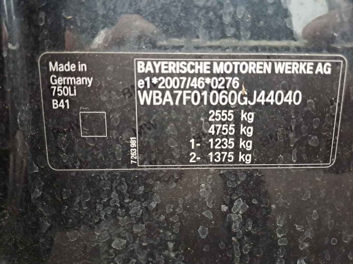 Photo 14 VIN: WBA7F01060GJ44040 - BMW BAUREIHE 7 LIM 