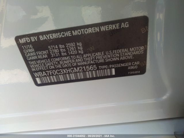 Photo 8 VIN: WBA7F0C3XHGM21565 - BMW 7 