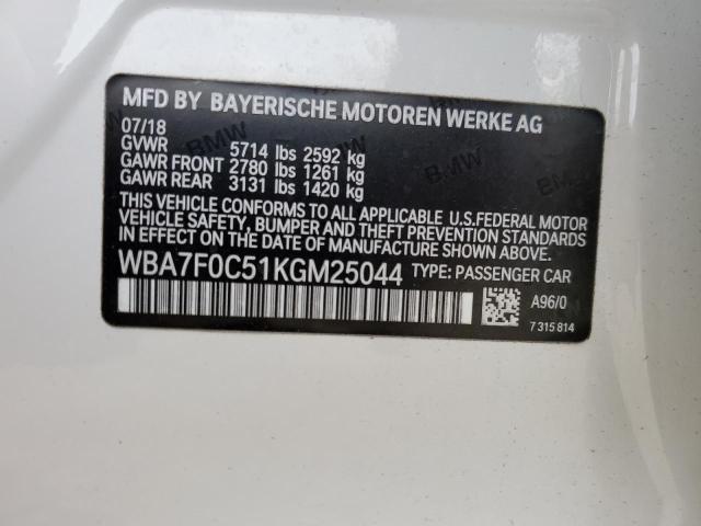 Photo 11 VIN: WBA7F0C51KGM25044 - BMW 750 I 