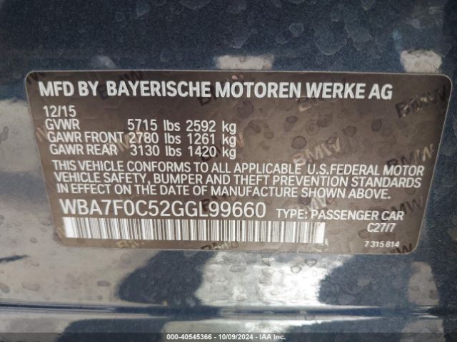 Photo 8 VIN: WBA7F0C52GGL99660 - BMW 750I 