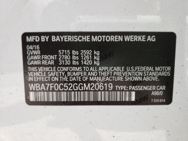 Photo 9 VIN: WBA7F0C52GGM20619 - BMW 750 I 