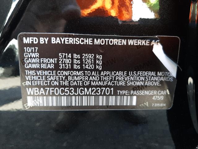 Photo 9 VIN: WBA7F0C53JGM23701 - BMW 750 I 