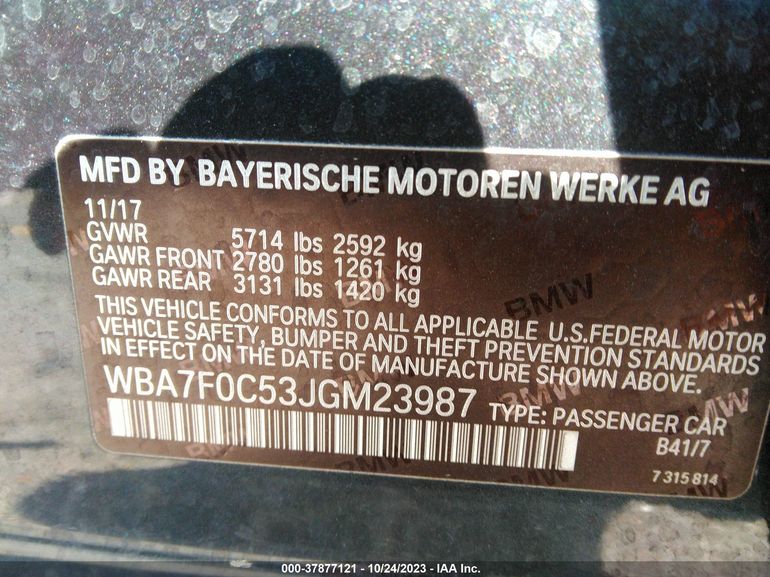 Photo 8 VIN: WBA7F0C53JGM23987 - BMW 7ER 