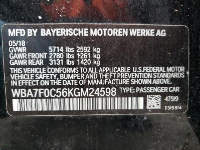 Photo 11 VIN: WBA7F0C56KGM24598 - BMW 750 I 