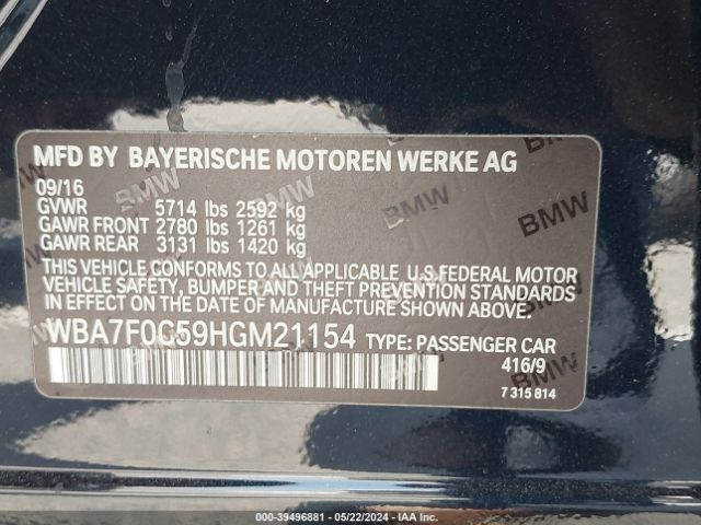 Photo 8 VIN: WBA7F0C59HGM21154 - BMW 750I 