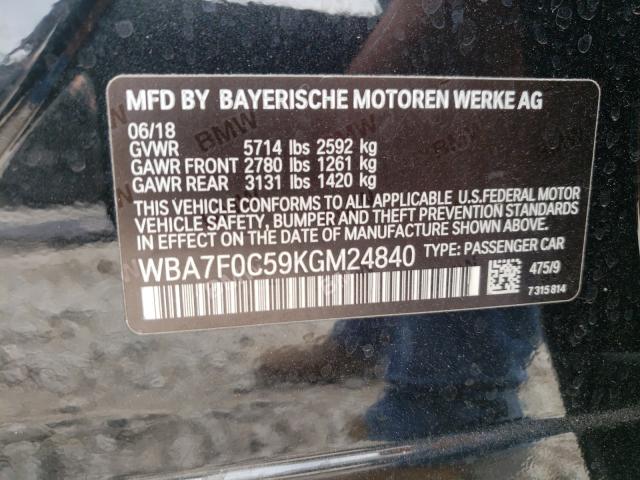 Photo 9 VIN: WBA7F0C59KGM24840 - BMW 750 I 